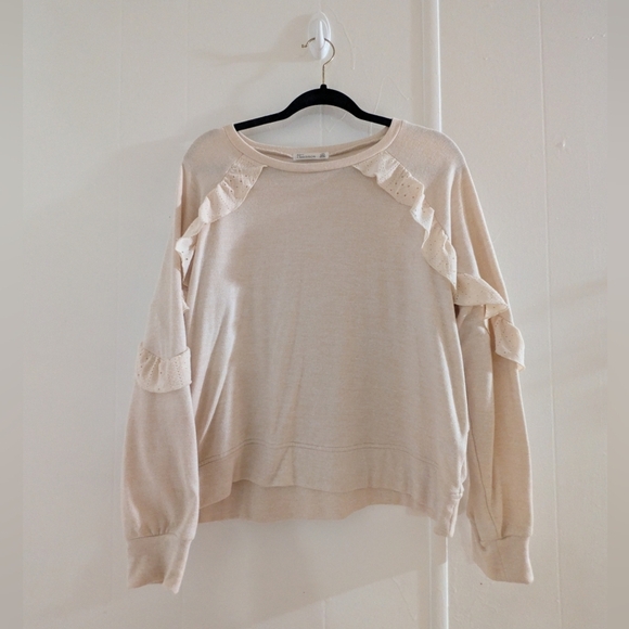 89th & Madison Cream Ruffle Sweatshirt - Picture 3 of 8